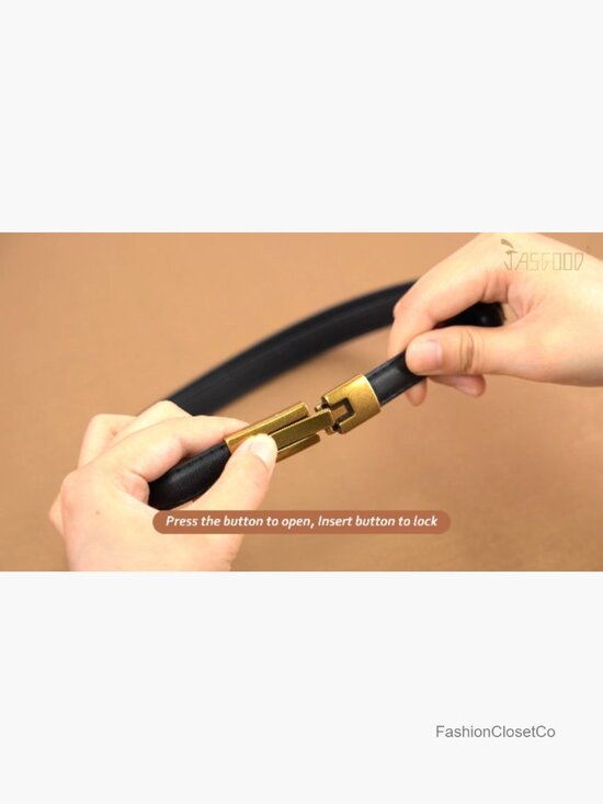 Thin Waist Skinny Belt for Dresses, Adjustable Gold Buckle Leather Belt